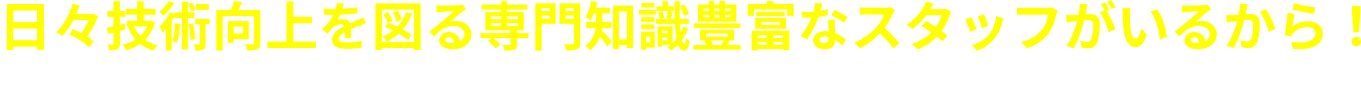 日々技術向上を図る専門知識豊富なスタッフがいるから！